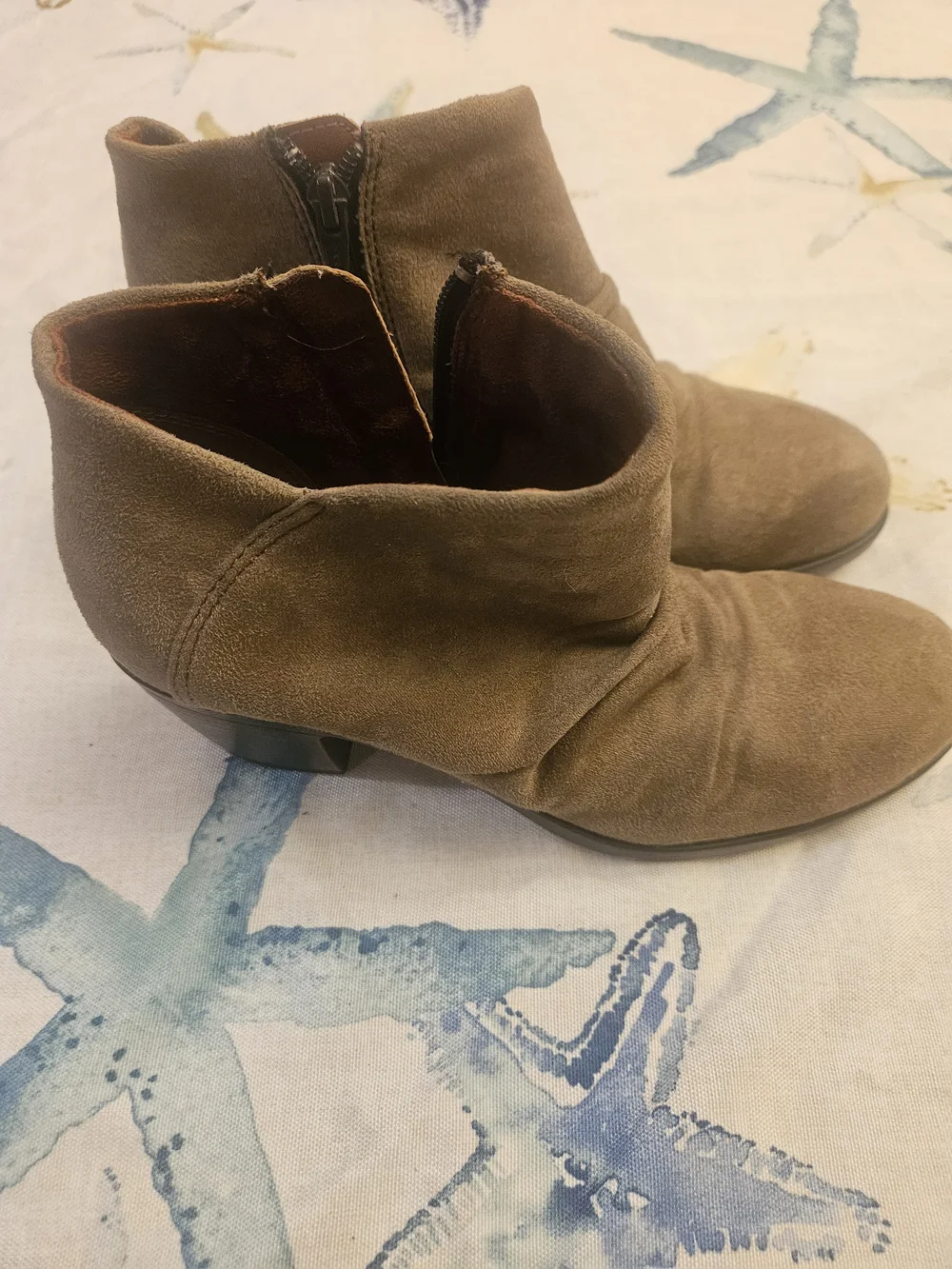 boc Brown Suede Slouch Ankle Booties with Side Zip.  Very Good Condition!